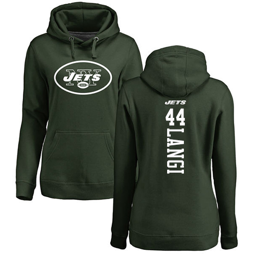 New York Jets Green Women Harvey Langi Backer NFL Football #44 Pullover Hoodie Sweatshirts